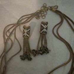 Nice Dusty Gold Plated With Mena And White Stone Set 