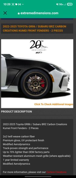 Brz/gr86 Carbon Fiber Fenders