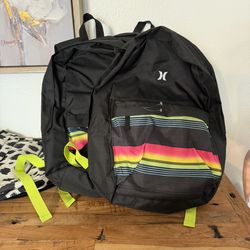 Brand New Hurley Backpack – Black with Color Stripes