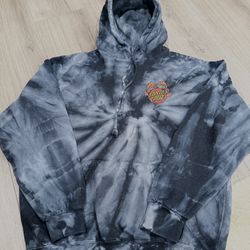 Santa Cruz Tie Dye Pullover Hoodie Graphic Print Blue Gray Men's M