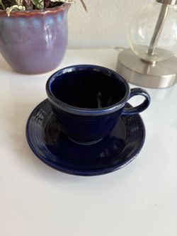 One Fiestaware Cobalt Blue Tea Cup and Matching Saucer Set