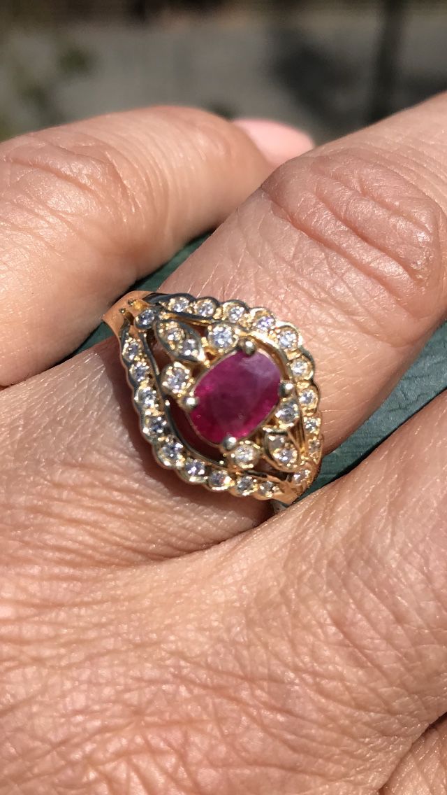 Vintage 14k Ruby And Diamond Ring