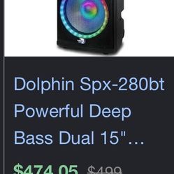 DOLPHIN SPX-280BT Hi Res Audio, Dual 15" Woofers, Bass, XLR Inputs, 6500 Watts