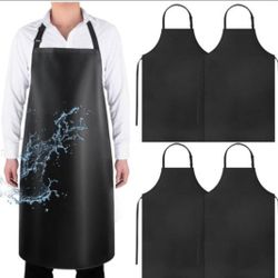 Brand New Gotega 4 Pack Waterproof Rubber Vinyl Apron Adjustable Dishwasher Apron - Apron for Women Men Heavy Duty Work Apron for Dishwashing Chemical