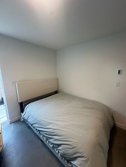 Queen Bed Frame - white leather