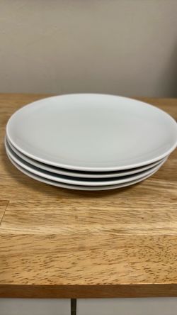 White Ceramic Dinner Plates Set of 4