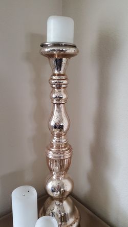 Blush mercury glass candle holder