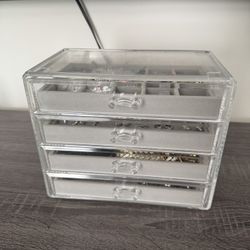 Clear Acrylic Jewelry box/Organizer – 4-Drawer with Velvet Lining