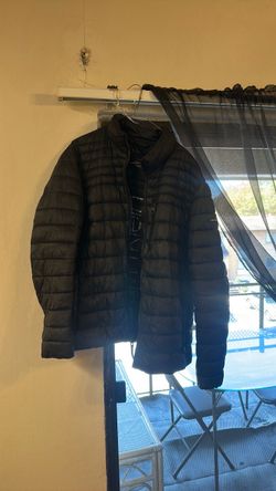 Calvin Klein Black Puffer Jacket with Hood For Sale