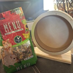 Wooden Hamster Wheel With Free 3/4 Food Bag