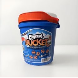 Chuckit! Bucket w/ 8 Ultra Balls. Holes in Bottom for Easy Cleaning