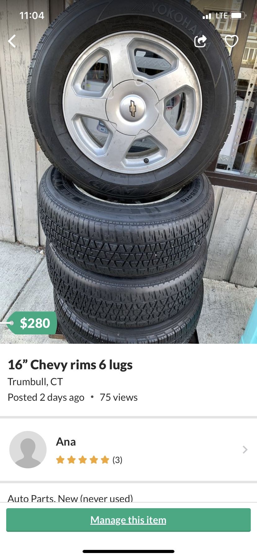 16” Chevy rims 6 lugs