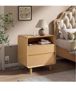Juego de 2 mesasitas de noches con estación de carga