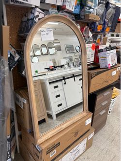 Hatherleig 24.00 in. W x 36.00 in. H Rustic Brown Arch Transitional Framed Decorative Wall Mirror