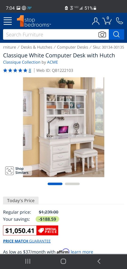 Gorgeous White Desk/Chest/Nightstand Combo