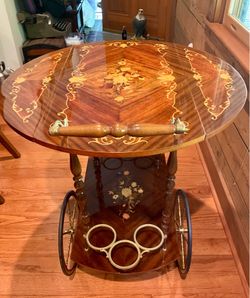 Italian made, rolling serving table with folding leafs
