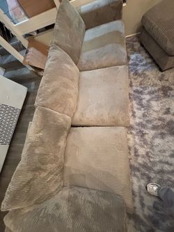 Beige Corduroy 3-Seat Sofa