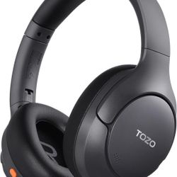 TOZO HT3 Hybrid Noise Cancelling Headphones, 90H Playtime Wireless Over Ear Bluetooth Headset, Spatial Audio AI Chat with 5 Mics, Supports Dual Connec