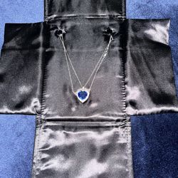 Lab Grown Sapphire Heart shaped Necklace 