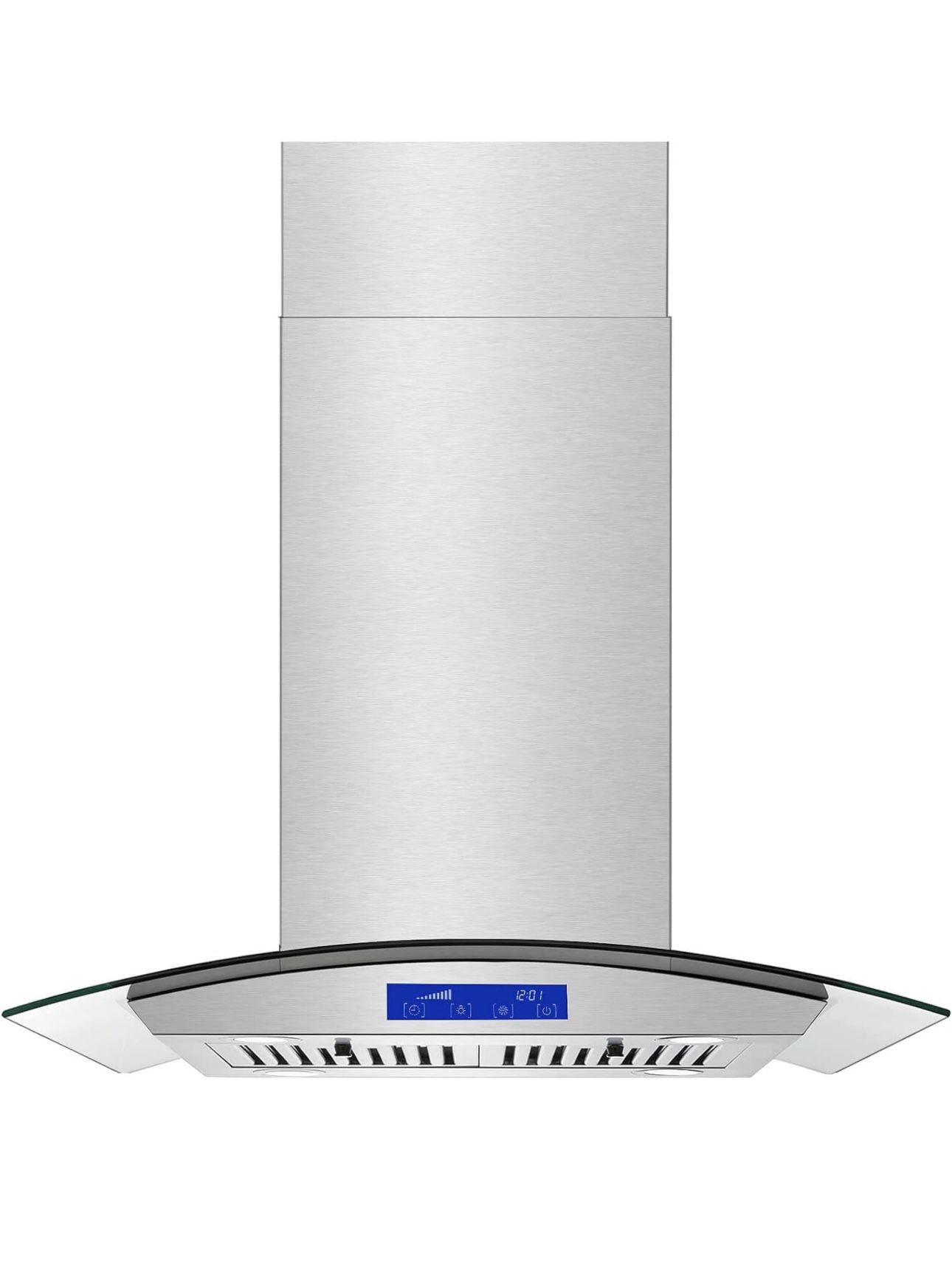 Island Range Hood 30 Inch 700 CFM Ceiling Mount Stainless Steel Kitchen Vent Hood, Touch Screen Control Kitchen Exhaust Hood, Ducted/Ductless Converti