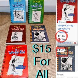 $15 For All Dairy of A Wimpy Kid Hard cover Books Bundle of 5 in great condition
