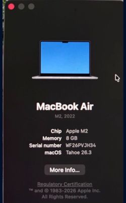 Apple M2 MacBook Air 13”  Damaged Screen