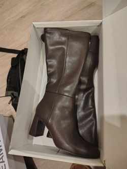 Brown leather boots