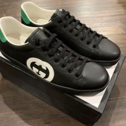 New Gucci Mens Sneakers Casual Ace Bee Strap Black GG // Size 10 & Size 11 // New with receipt