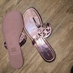 Tory Burch Miller Thong Sandals Metallic Petunia Pink