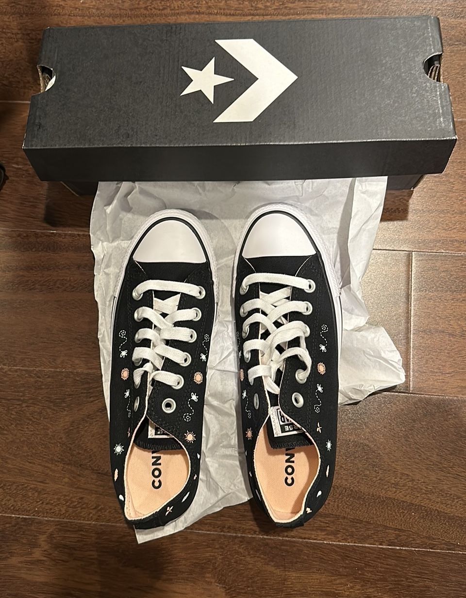 Converse Black Floral Sneakers