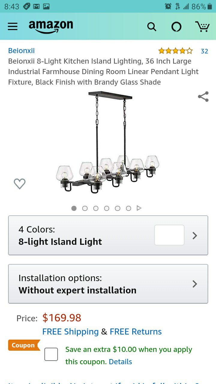 8 light kitchen island lighting