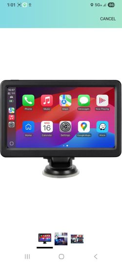 Wireless Carplay Screen Compatible with Apple Carplay and Android Auto, 7" HD Touch Screen Portable Car Stereo with 1080P Backup Camera, Mirror Link, 