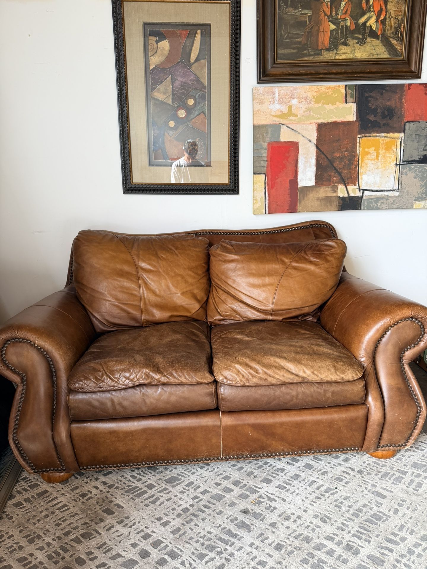 Brown Leather Love Seat