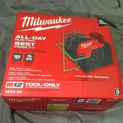 Milwaukee M12 Green Laser Cross Line And Plumb Points 