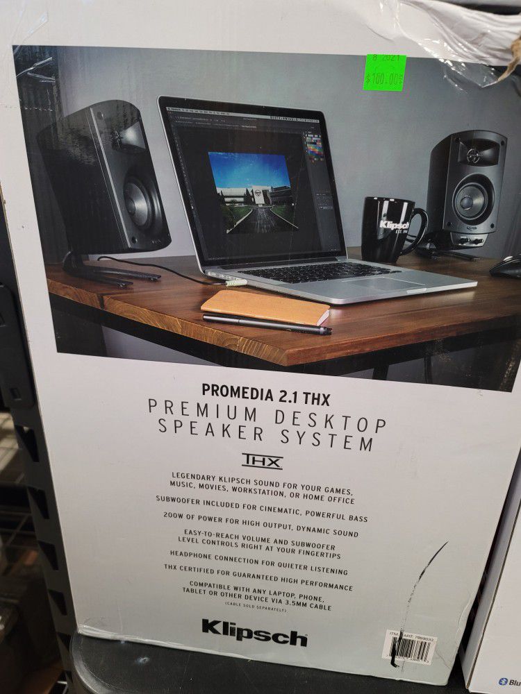 Klipsch Promedia 2.1 THX desktop speaker system

$100 FIRM