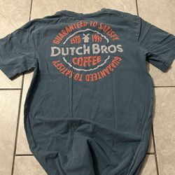 Dutch Bros Coffee T Shirt Unisex Medium Short Sleeve Shirt Guaranteed To Satisfy Teal