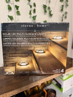 Sterno Home Solar LED Multi-Surface Lights (Set of 4) – Brand New