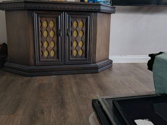 Dark Wood Corner TV Cabinet with Doors