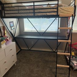 Twin Loft Bed With Desk (Need Gone Asap, Mattress Included)