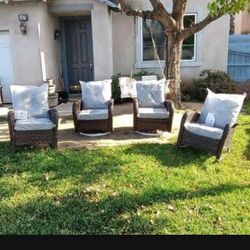 2 Swivel Rocking Chairs 2 Patio Rocking Chairs Brand New Patio Furniture Set 4-Piece