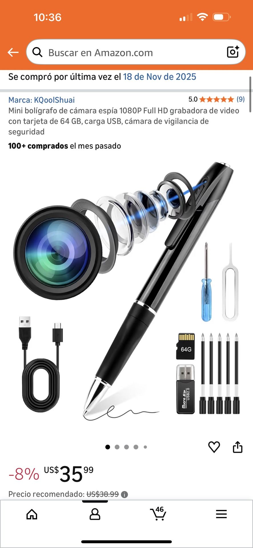 Mini spy camera pen 1080P Full HD