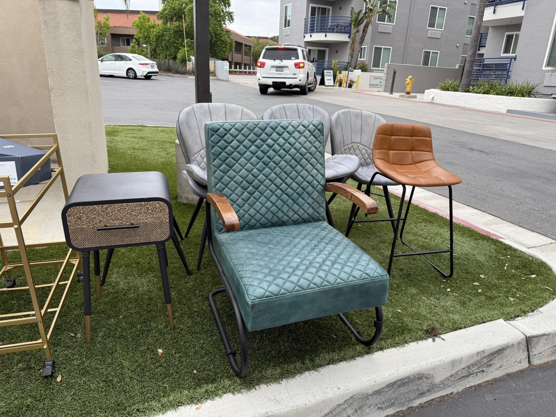 Blue Lounge Chair W/ Matching Ottoman - $179.95