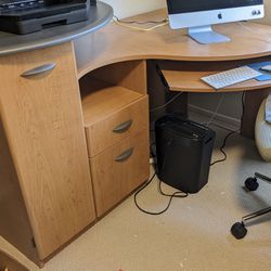 Corner Office Desk - Oak/Grey Colors