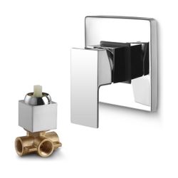 SKOWLL Shower Valve Kit Wall Mount Shower Mixing Valve Kit Brass Body Rough-In Valve Trim Kit, Polished Chrome Single Handle Control Valves Kit