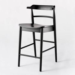 Curved Back Wood Counter Height Barstool Black