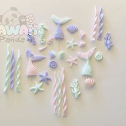 27 fondant decoration under the sea topper, mermaid tails, birthday, wedding