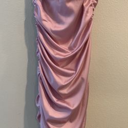 Pink Ruched Dress by Blanc Clothing Women’s M. Adjustable Spaghetti Straps.