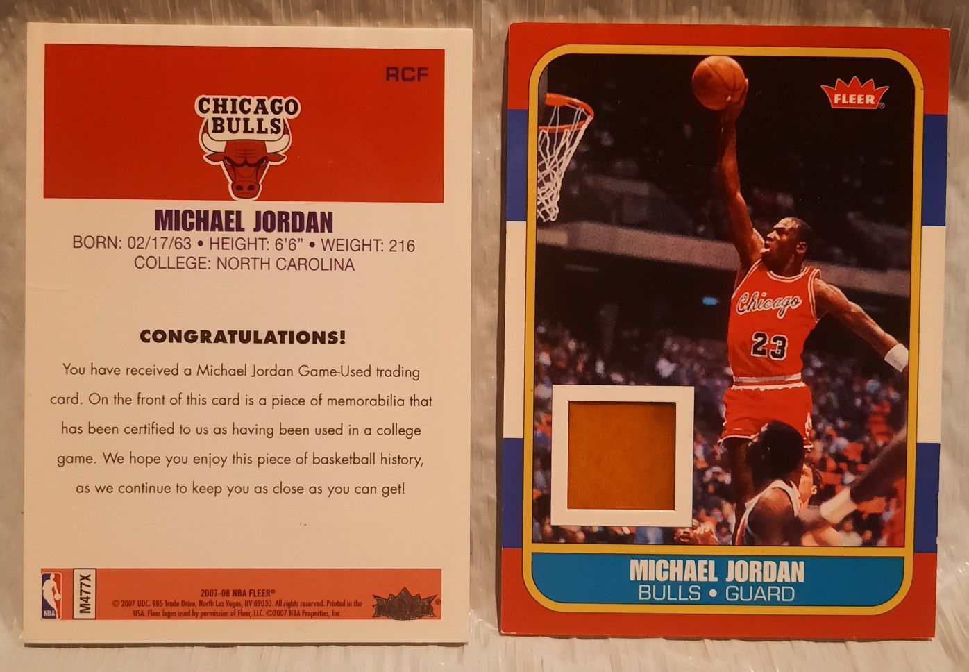 Rare Michael Jordan 2007-08 Fleer ( 1986 ) RC-F Game Used Memorabilia Piece of the Floor Card - Feel free to make an offer!