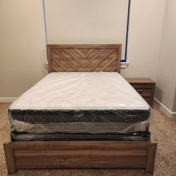 Queen bed frame with mattress set