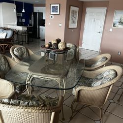 Tropical Rattan 8- Piece Dining Room Set & Armoire $185